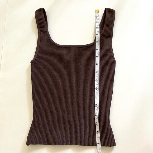Aritzia Babaton Sculpt Knit Squareneck Ribbed Long Tank in Rich Mocha Brown - Picture 10 of 10